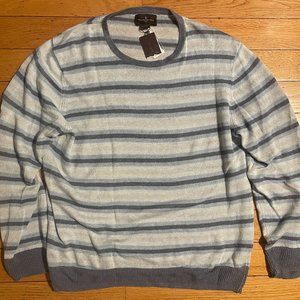 NWT Striped Linen Sweater in Flint Blue L